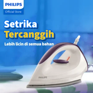 Philips Setrika Kering Afinia GC160/27 Putih Ungu – Setrika Terbaik Paling Canggih, Strika Philips Tapak DynaGlide