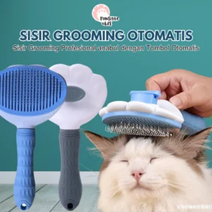 Sisir Grooming Profesional Untuk Anjing Kucing dengan Tombol Otomatis – Sisir Anjing Kucing Otomatis – Sheeding Brush Automatic Pet