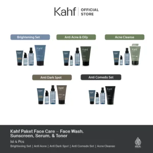 Kahf Paket Face Care Isi 4pcs – Face Wash, Sunscreen, Serum, & Toner