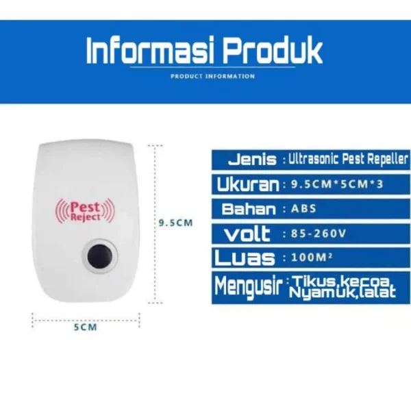 Alat Pengusir Serangga Nyamuk Tikus Lalat Kecoak Pest Reject Repeller Ultra Ultrasonic Anti Hama Ultrasonik - Image 7