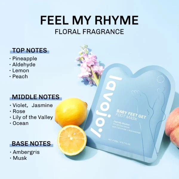 LVJ lavojoy Baby Feet Get Foot Mask Feel My Rhythm | Masker Kaki untuk Melembabkan dan mencerahkan| Penghalus Tumit Kaki - Image 3