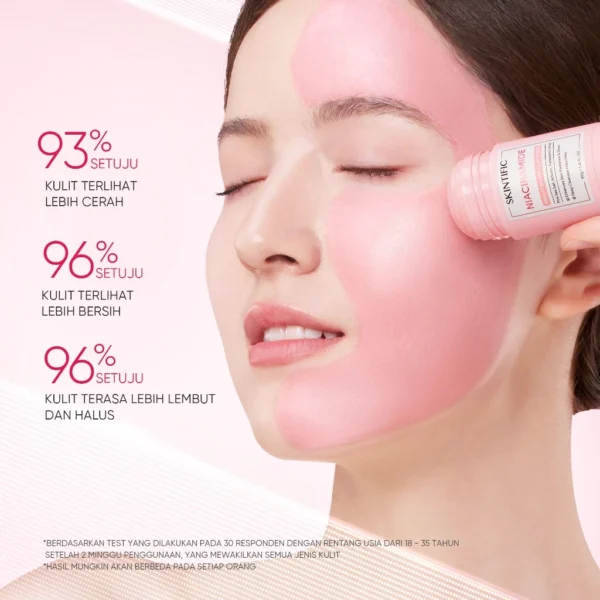 SKINTIFIC - Niacinamide Bright Boost Clay Stick 40g | Brightening Glowing Masker Wajah Komedo Skincare BPOM Eksfoliasi Wajah Exfoliating Pengangkat Komedo Penghilang Jerawat BPOM Acne Mask with DSM High-Purity Niacinamide Arbutin Pink Sea Sa - Image 6