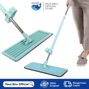 Paus Biru – Alat Pel Lantai Pel Yang Mudah Dibersihkan Mop Lipat Handle Free