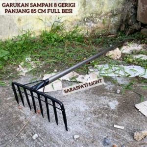 Garukan sampah gagang besi panjang 85 Cm – Garuk berkebun membersihkan daun rumput kering