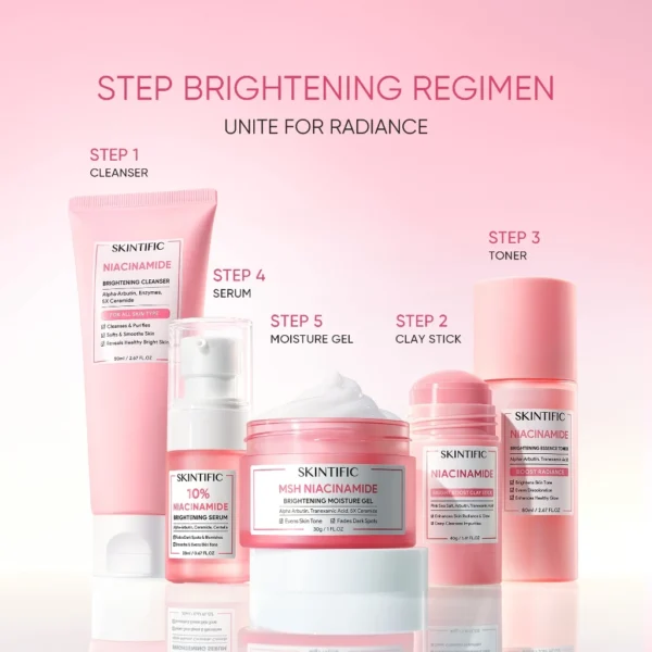 SKINTIFIC - Niacinamide Bright Boost Clay Stick 40g | Brightening Glowing Masker Wajah Komedo Skincare BPOM Eksfoliasi Wajah Exfoliating Pengangkat Komedo Penghilang Jerawat BPOM Acne Mask with DSM High-Purity Niacinamide Arbutin Pink Sea Sa - Image 2