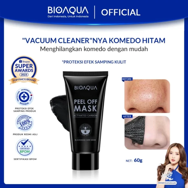 BIOAQUA Masker Komedo Bamboo Charcoal Blackhead Remover Mask Peel Off Mask Masker Wajah Hidung Pembersih Komedo - Image 9