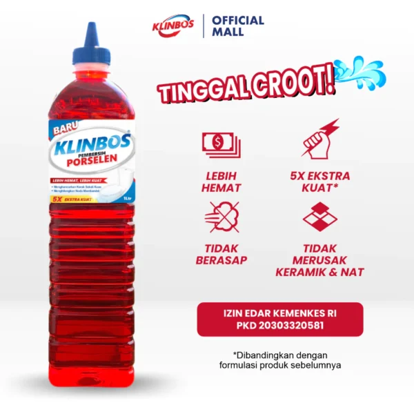 KLINBOS Porselen 1 Liter Pembersih Kerak Untuk Kamar Mandi Keramik Toilet Kaca Wc - Image 3