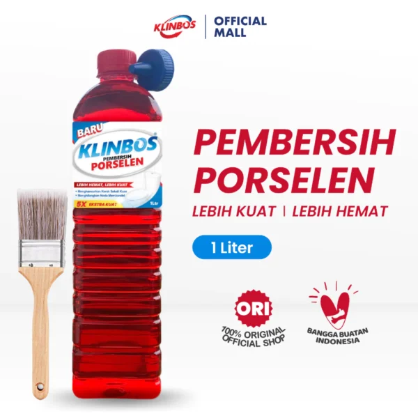 KLINBOS Porselen 1 Liter Pembersih Kerak Untuk Kamar Mandi Keramik Toilet Kaca Wc