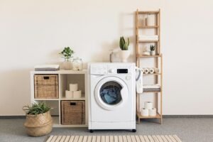 a washer and dryer in a room