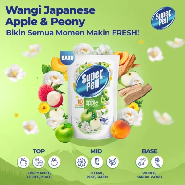 SuperPell Pembersih Lantai Pel Lantai Harum & Wangi Japanese Apple & Peony 1.6 L - Image 4
