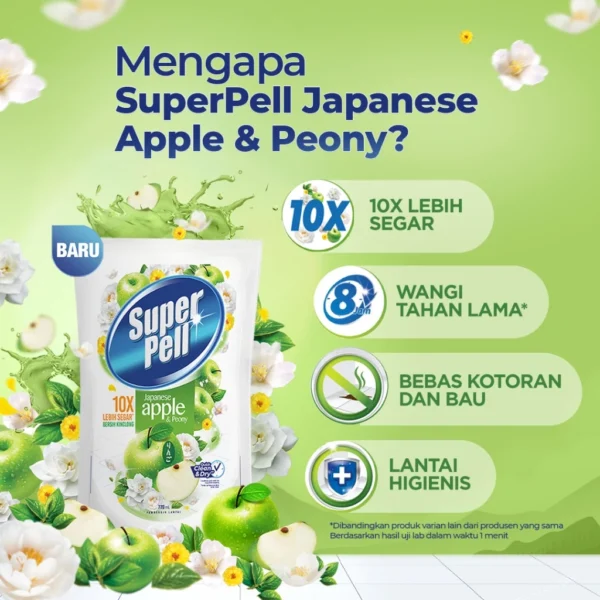 SuperPell Pembersih Lantai Pel Lantai Harum & Wangi Japanese Apple & Peony 1.6 L - Image 7