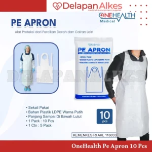 OneHealth Pe Apron Medis Disposable LDPE Tebal isi 10 Pcs Celemek Plastik Medis Industri Dapur