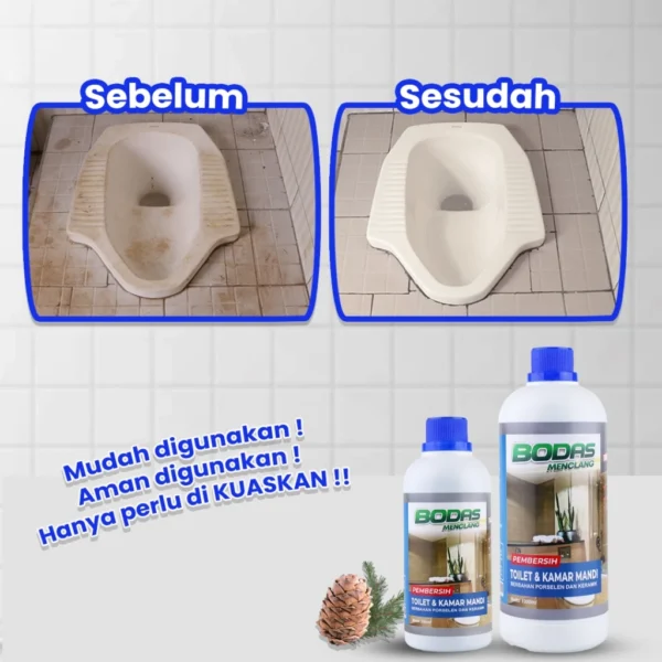 BODAS PEMBERSIH KERAK TOILET KAMAR MANDI CUKUP DIKUAS TIDAK PERLU DISIKAT EXTRA STRONG 1000ML - Image 4