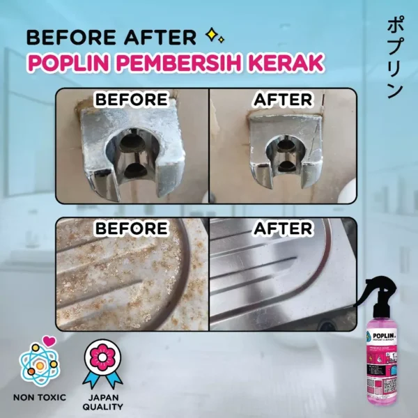 POPLIN Pembersih Kerak - Stainless Kamar Mandi Kaca 250ml - Image 7