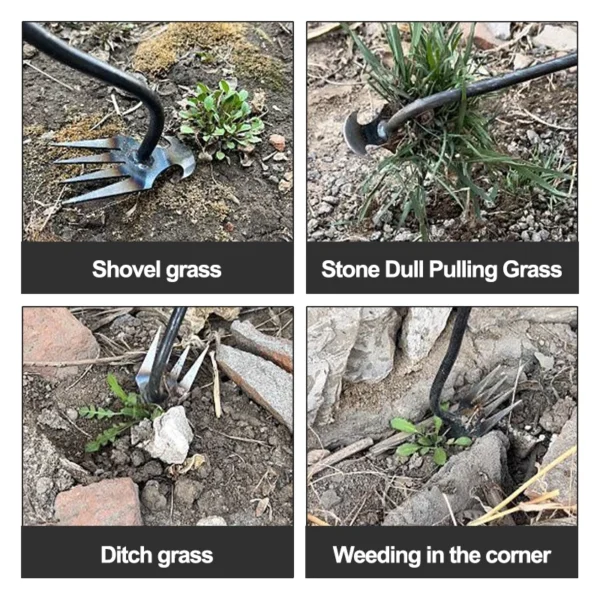 Alat Pencabut Rumput 4 Gigi Pencabut Rumput Baja Tempa Alat Penggali Taman Alat Pencabut Akar - Image 9