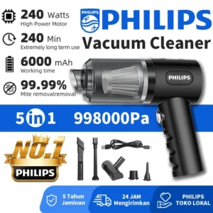 PHILIPS Penyedot Debu Gengam Tanpa Kabe! 99800Pa 5 in-1 dengan Daya Hisap Kuat dan Efisiensi Tinggiuntuk Rumah dan Mobil Penyedot