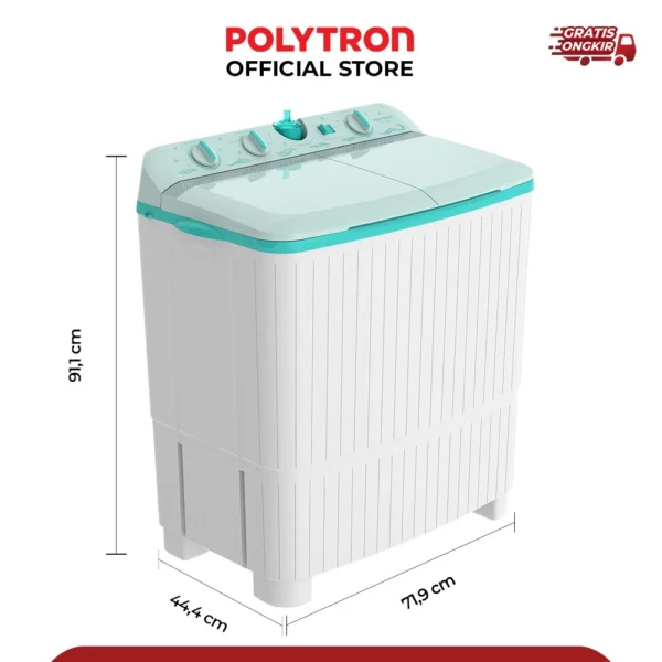 POLYTRON Mesin Cuci 2 Tabung Giant Series Hijab 7 KG - PWM 7076Y - Image 5