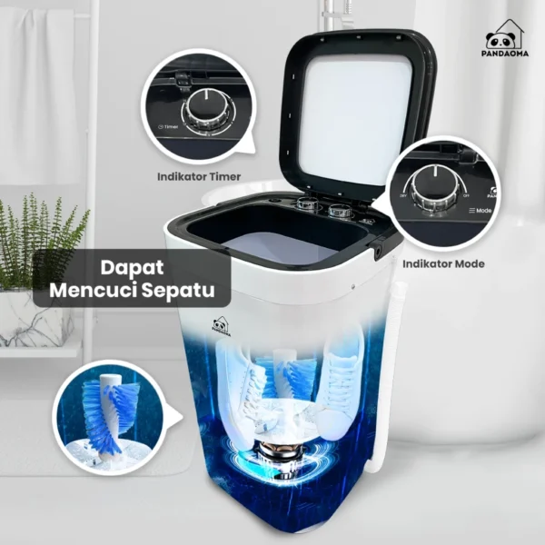 Pandaoma Mesin Cuci Mini Atro Mesin Cuci Sepatu Mesin Cuci Portable Kapasitas 4,5kg - Image 6