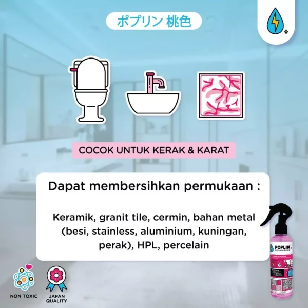 POPLIN Pembersih Kerak - Stainless Kamar Mandi Kaca 250ml - Image 5