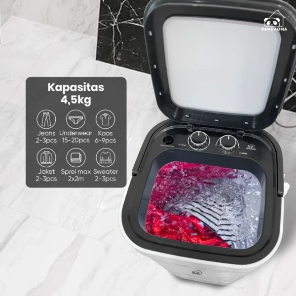 Pandaoma Mesin Cuci Mini Atro Mesin Cuci Sepatu Mesin Cuci Portable Kapasitas 4,5kg - Image 3