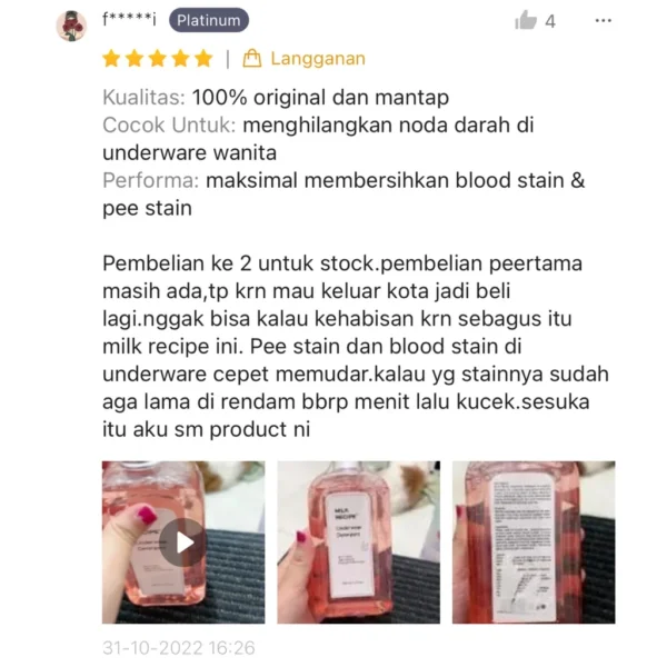 Milk Recipe Underwear Detergent - Sabun Cuci Pakaian Dalam Ampuh Membersihkan Noda Merah, Kumal dan Bakteri Pada Celana - Image 4