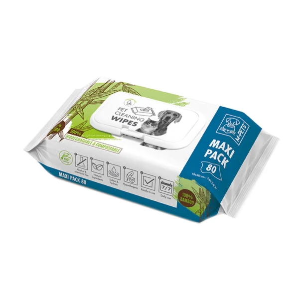 Pet Kingdom M-Pets 20X15 cm Tisu Basah Pembersih Hewan Maxi Pack Bamboo Pet Cleaning Wipes Perlengkapan Anabul Kebutuhan - Image 3