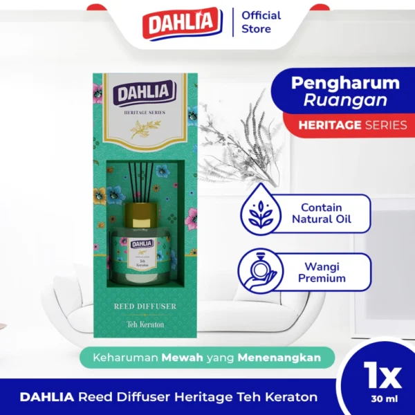 Dahlia Reed Diffuser Heritage Series Teh Keraton Isi 1 (30ml) - Pengharum Ruangan dengan Wangi Mewah & Menenangkan